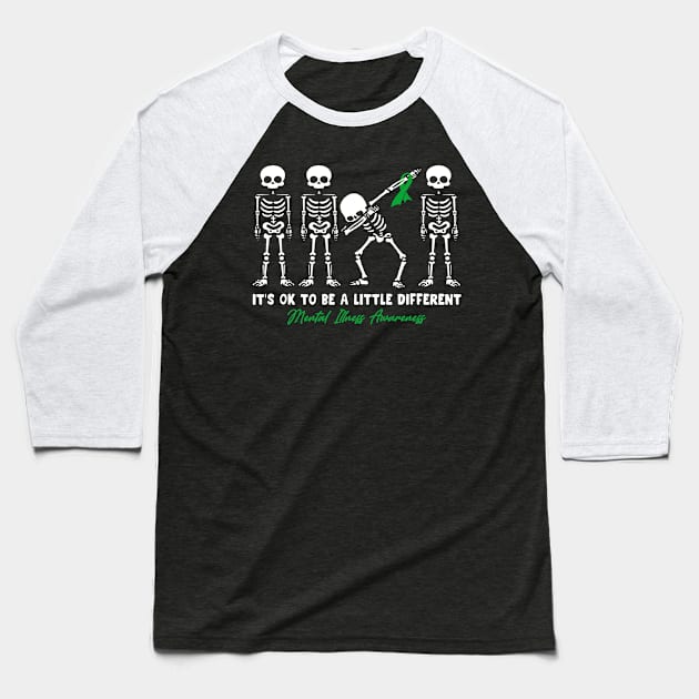 Mental Illness Awareness It's Ok To Be A Little Different Baseball T-Shirt by KHANH HUYEN